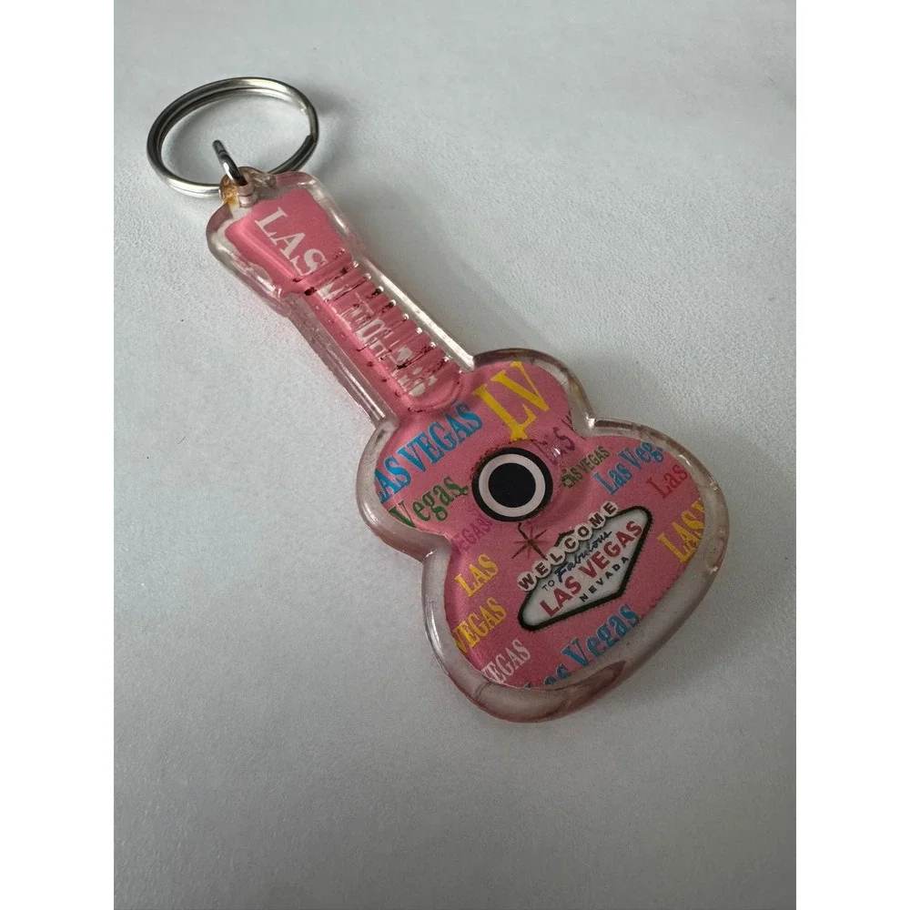Las Vegas Pink Guitar‎ Acrylic Keychain Souvenir Welcome to Las Vegas Sign LV